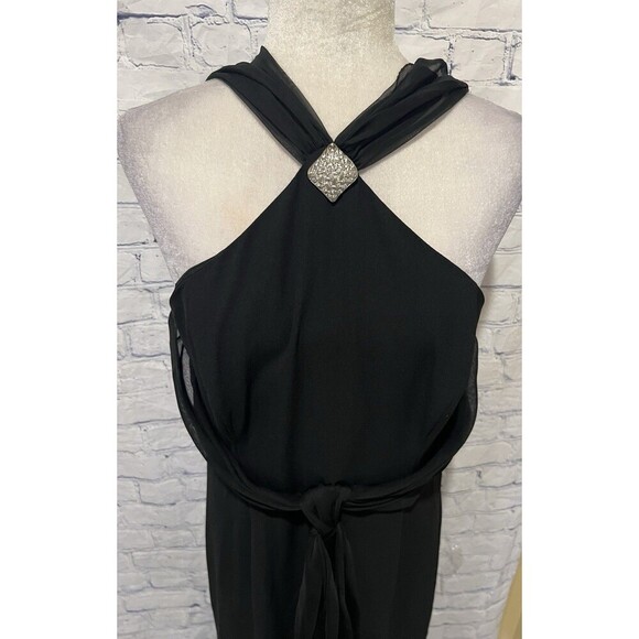 Vintage En Francais black sleeveless gown with a halter neckline Flowing Size 12 - Picture 2 of 9